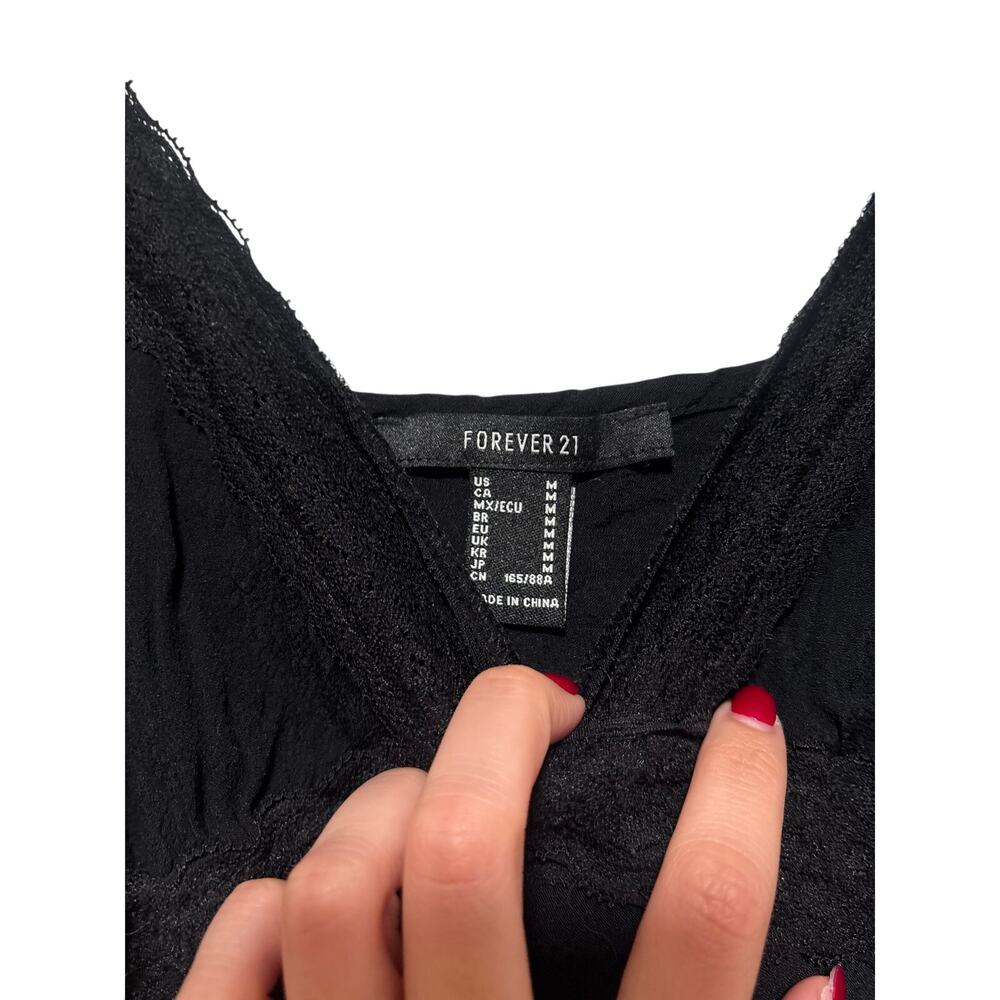 Forever 21 Black Lace Trim Slip Dress M - Picture 3 of 7